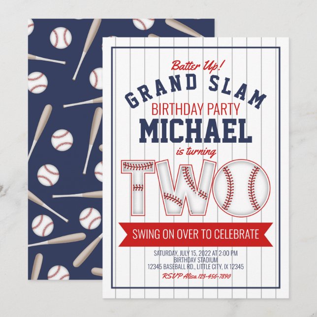 Segunda invitación de cumpleaños al béisbol (Anverso / Reverso)