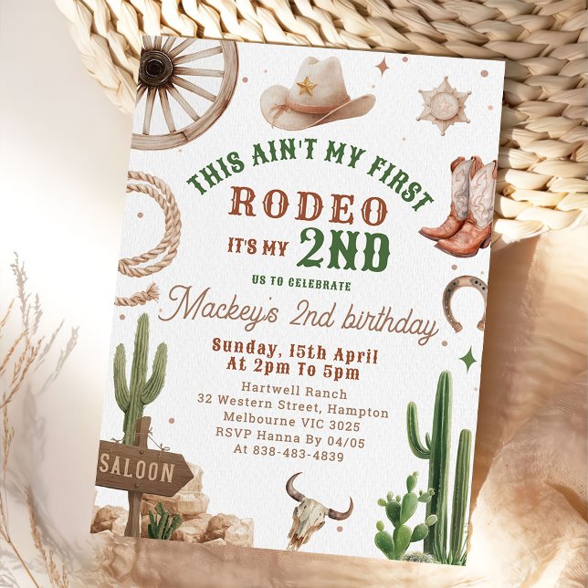 Segunda Invitación de Cumpleaños de Vaquero de Rod (Subido por el creador)