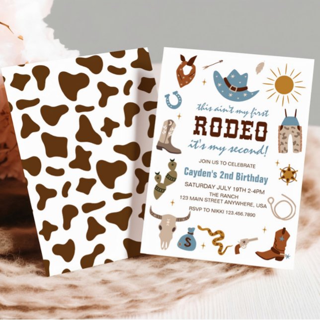 Segunda Invitación de Cumpleaños Rodeo Western Cow (Subido por el creador)