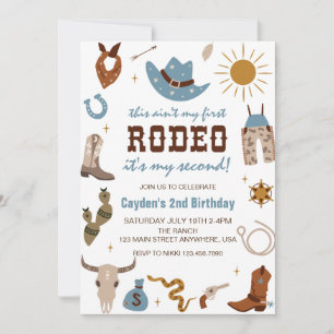 Segunda Invitación de Cumpleaños Rodeo Western Vaq