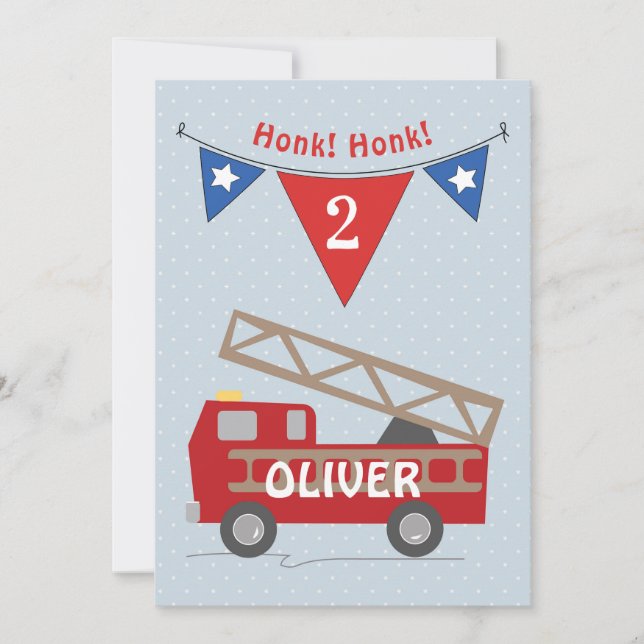 segunda invitación para niños de cumpleaños, camió (Anverso)