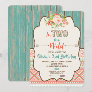 Segunda invitaciones de cumpleaños chica dos salva