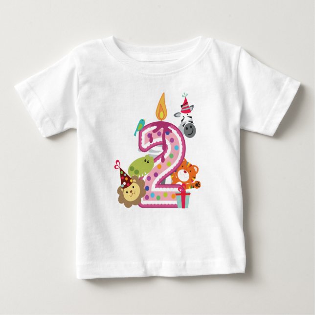 segundo camiseta del cumpleaños del número 2 para (Anverso)