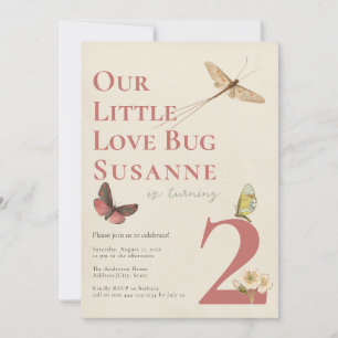 Segundo cumpleaños, amor Bug Invitación para bebé