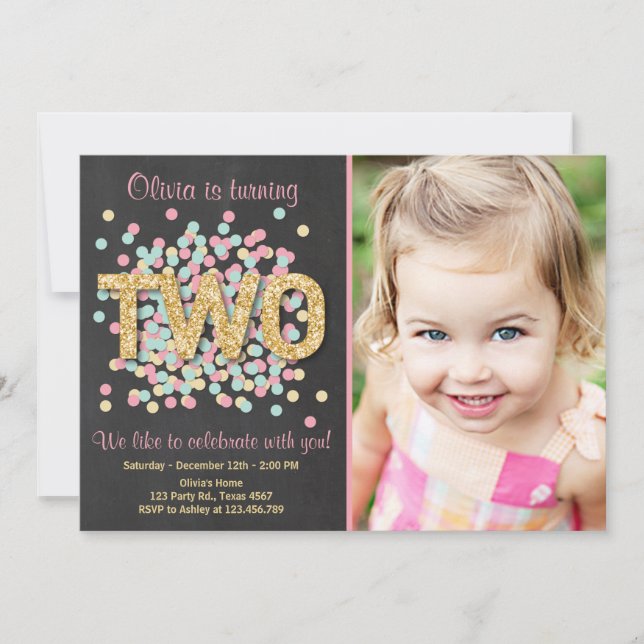 Segundo cumpleaños, Chica de la invitación Pink Go (Anverso)