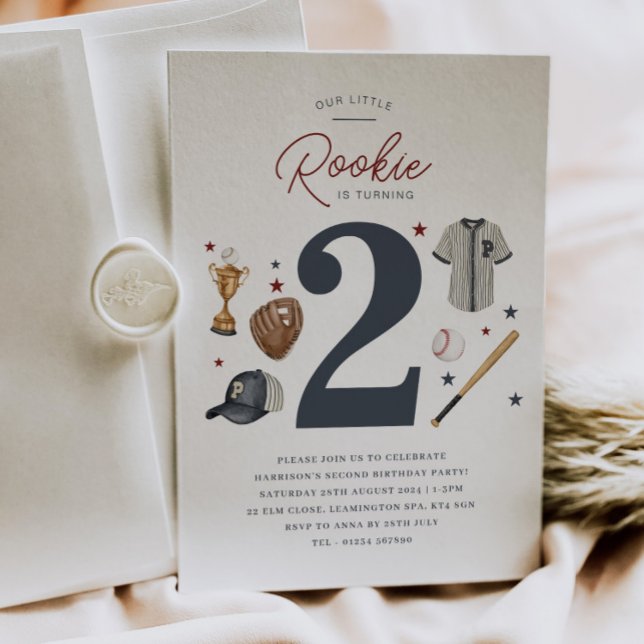 Segundo cumpleaños de Rookie - 2 invitaciones (Rookie 2nd Birthday - 2 Invitation)