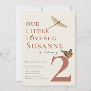 Segundo cumpleaños Pequeño Bug de Amor Invitación