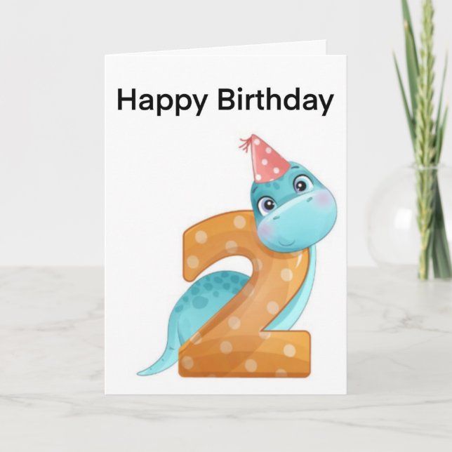 Segundo cumpleaños. Tarjeta de dinosaurio (Anverso)