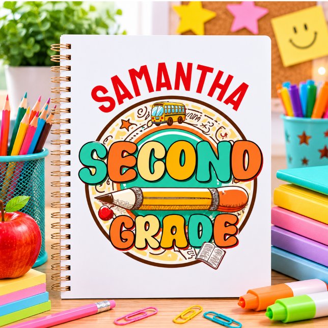 Segundo Grado – Cuaderno de suministros escolares  (Second Grade – Cute Back to School Supplies Notebo Planner)