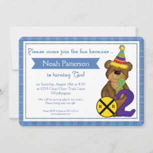 Segundo niño de cumpleaños invitaciones Teddy Bear