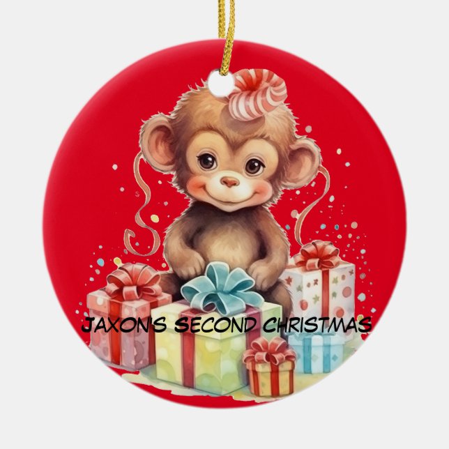 Segundo ornamento navideño de niño personalizado (Frente)