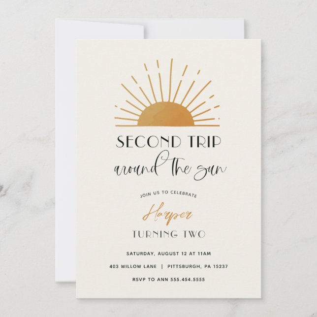 Segundo viaje alrededor de la invitación al cumple (Anverso)