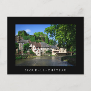 Segur-le-Chateau en Francia postal de texto negro