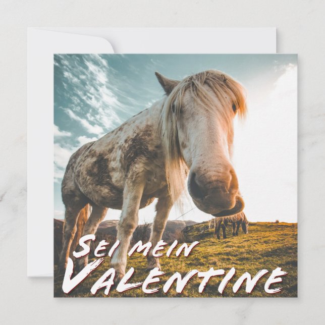 Sei mein Valentin mit schauenden Pferd (Anverso)