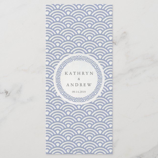 Seigaiha Japonés Waves Elegante Menú de Bodas en P (Anverso)