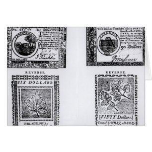 Seis billetes de dólar colonial