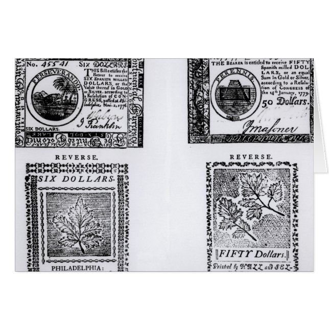 Seis billetes de dólar colonial (Anverso (Horizontal))