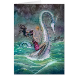 Seis de Wands Tarot Fantasy Serpent en el mar