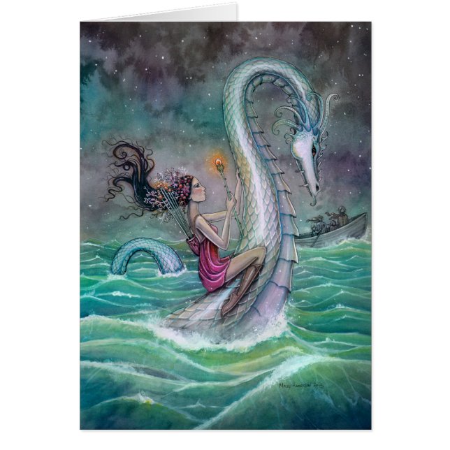 Seis de Wands Tarot Fantasy Serpent en el mar (Frente)