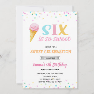 Seis es tan dulce invitación de helado