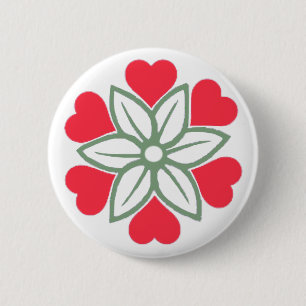 Seis insignias rojas del Pin del botón de la flor