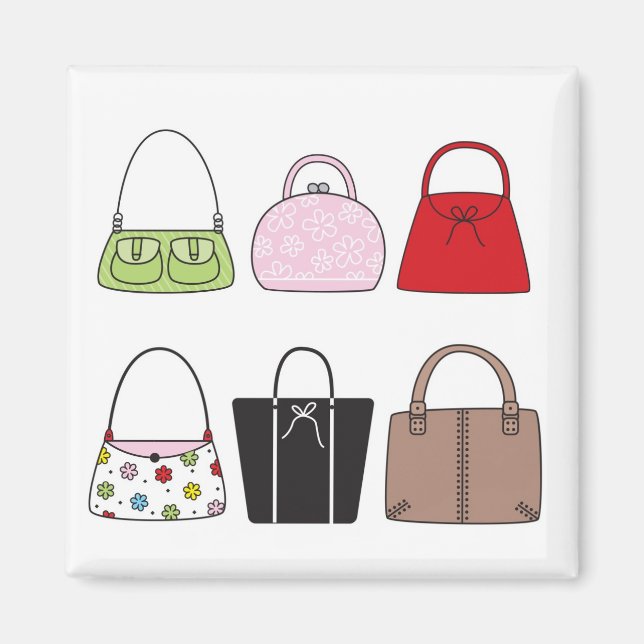 Seis pequeños imanes de bolsos (Frente)