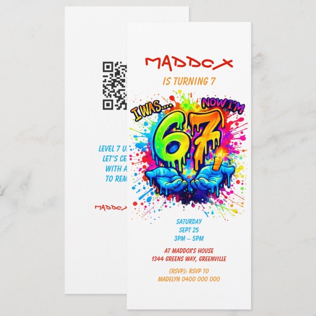 Seis Siete Cumpleaños Manualidades Invitación a la (Anverso / Reverso)