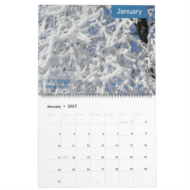 Selección 2012 su propio calendario del día de (Jan 2027)