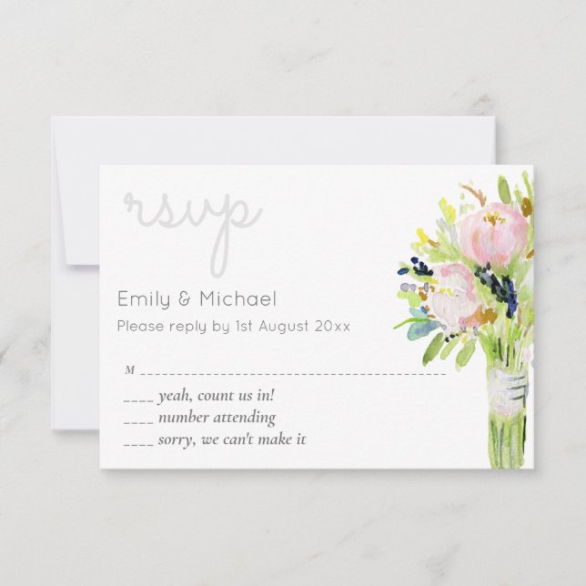 Selecciones de menú y modernidad RSVP floral ilust (Anverso)