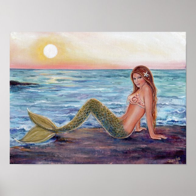 Selene mermaid en la impresión de poster de amanec (Frente)