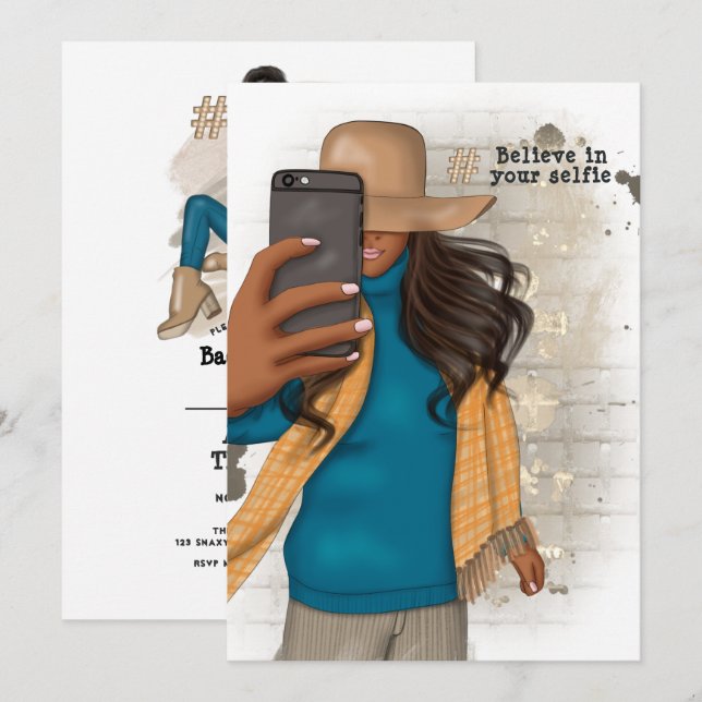 Selfie Bachelorette Invitación (Anverso / Reverso)