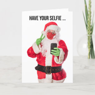Selfie de Feliz Navidad con Santa en Máscara de Co