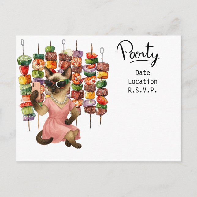 Selfie de gato sazonado por invitación de fiesta (Anverso)