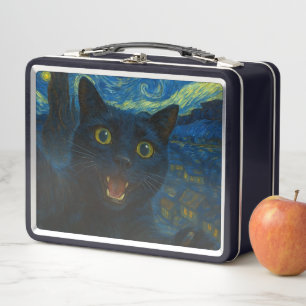 Selfie del gato negro estrellado de la noche Van G