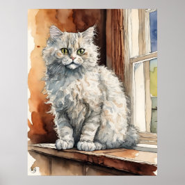 Selkirk rex Cat - impresión de arte para gatos