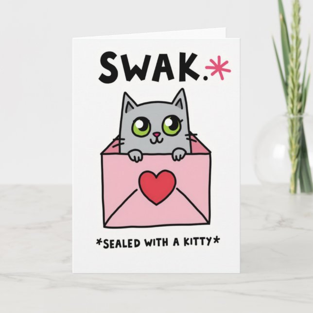 Sellado Con Una Tarjeta De Amor De Gatito (Anverso)