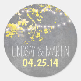 sellado de pegatinas de boda con luces de cadena