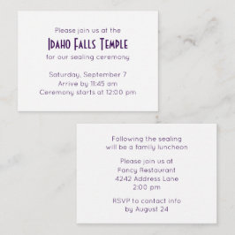 Sellado de templo púrpura e invitación a comer