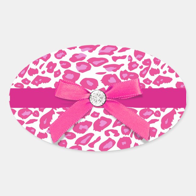 Sello adhesivo sobre de leopardo rosa caliente (Anverso)