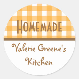 Sello alimenticio casero de gingham blanco calabaz