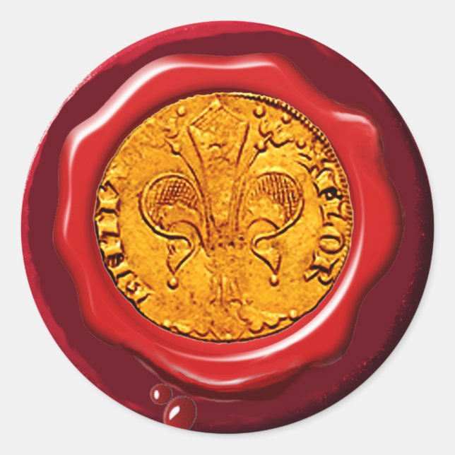 SELLO ANTIGUO ORO FLORENTINE FORINT RED WAX (Anverso)