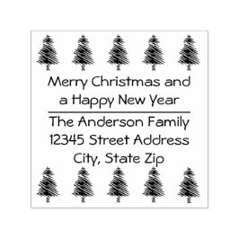 Sello Automático 10 Árboles de Navidad - Estampilla cuadrada de aut