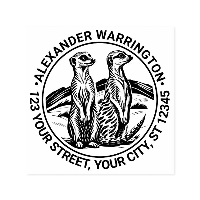 Sello Automático 2 Cuadros De Merkats Permanentes #1 Dirección De D (Diseño)