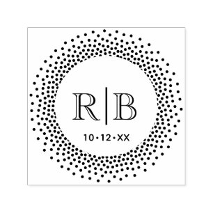 Sello Automático 2 Marco de puntos de puntos de giro monograma inic