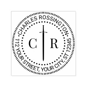 Sello Automático 2 Monograma inicial Nombre de espada celular Direc