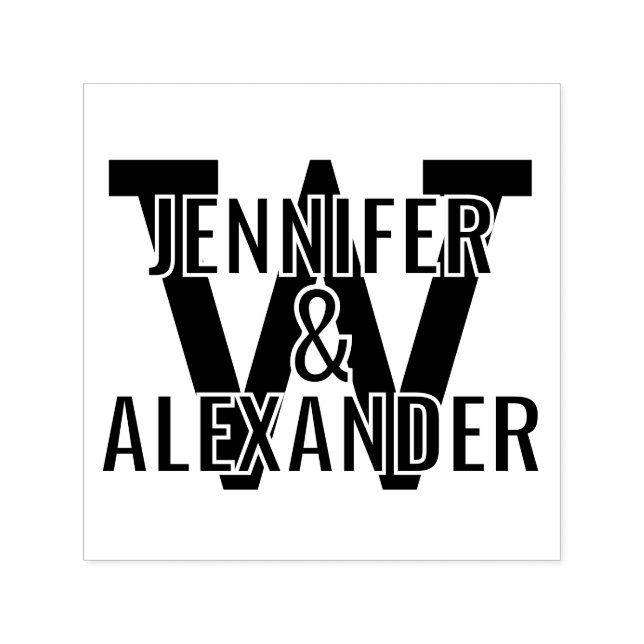 Sello Automático 2 Nombres Sobre Monograma Inicial Simple En Negrit (Diseño)