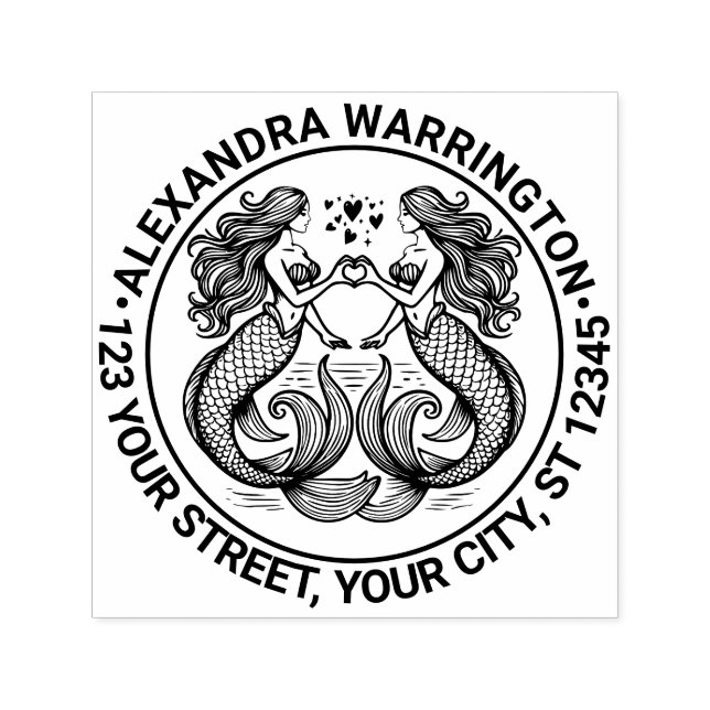 Sello Automático 2 Sirenas Haciendo Rótulo Cardíaco Dirección de de (Diseño)