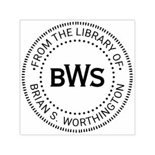 Sello Automático 3 Biblioteca inicial de monograma Nombre del libro