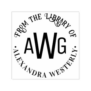 Sello Automático 3 Letra inicial Monograma #1 nombre del libro de b