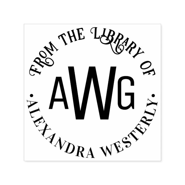 Sello Automático 3 Letra inicial Monograma #1 nombre del libro de b (Diseño)